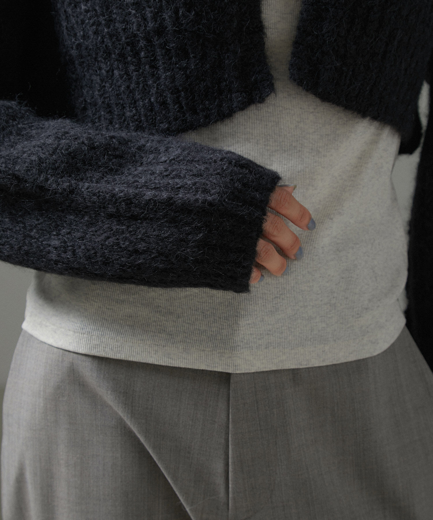 SALON adam et rope'「ファーアルパカフリンジクロップドカーディガン」|カーディガン|