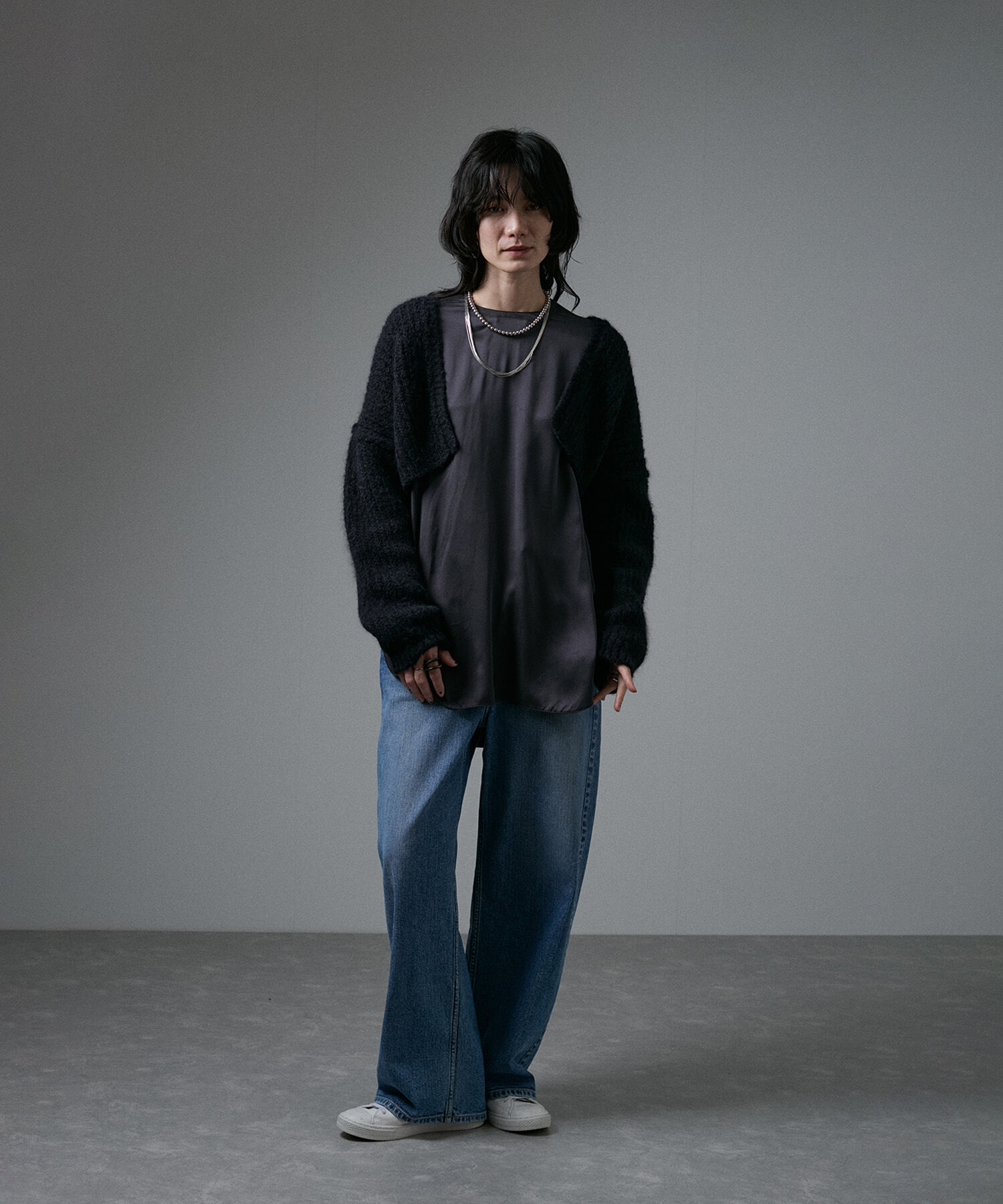 SALON adam et rope'「ファーアルパカフリンジクロップドカーディガン」|カーディガン|