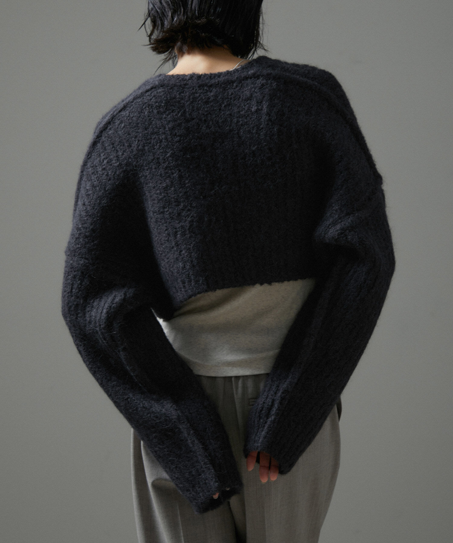 SALON adam et rope'「ファーアルパカフリンジクロップドカーディガン」|カーディガン|