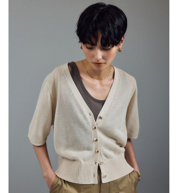 SALON adam et rope'「ドライコットンハーフスリーブメタルボタンカーディガン」|カーディガン|