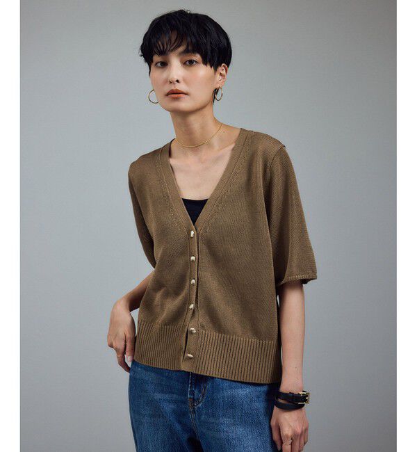 SALON adam et rope'「ドライコットンハーフスリーブメタルボタンカーディガン」|カーディガン|