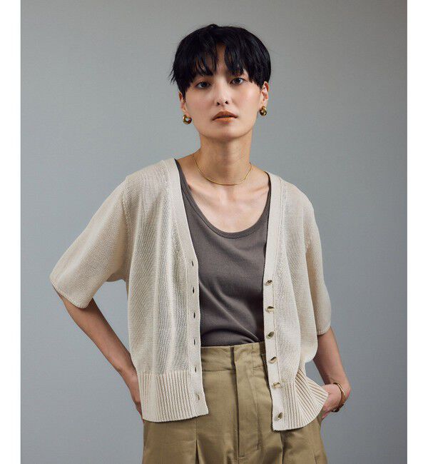 SALON adam et rope'「ドライコットンハーフスリーブメタルボタンカーディガン」|カーディガン|