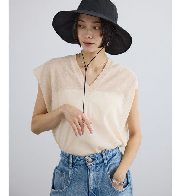 SALON adam et rope'「コットンリネンシアーVネックベスト」|ベスト・ジレ|