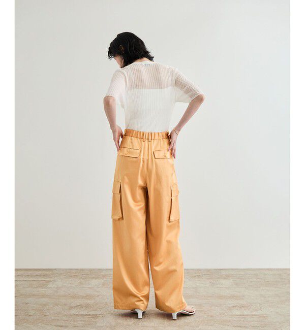 ROPE「【洗える】シャイニーサテンパンツ/一部セットアップ対応」|カーゴ|