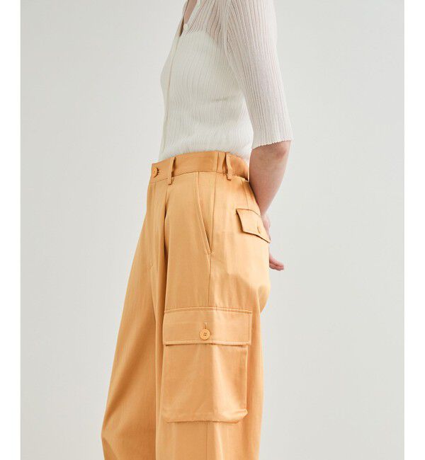 ROPE「【洗える】シャイニーサテンパンツ/一部セットアップ対応」|カーゴ|