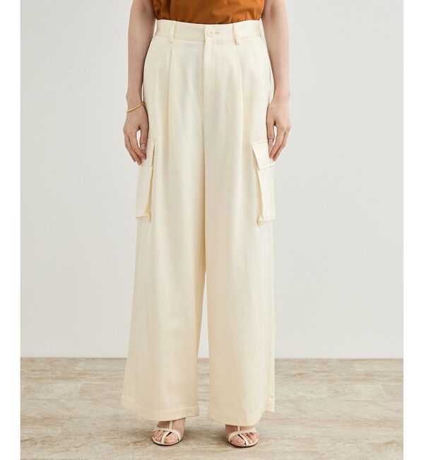 ROPE「【洗える】シャイニーサテンパンツ/一部セットアップ対応」|カーゴ|