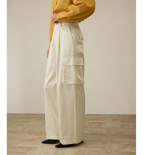 ROPE「【洗える】シャイニーサテンパンツ/一部セットアップ対応」|カーゴ|