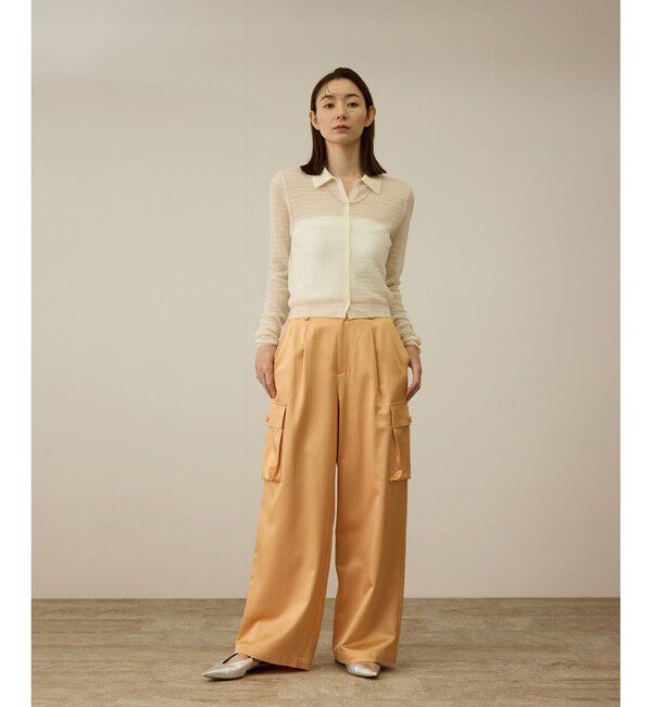 ROPE「【洗える】シャイニーサテンパンツ/一部セットアップ対応」|カーゴ|