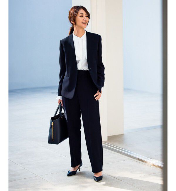 ROPE「トリアセダブルクロスストレートワイドパンツ【セレモニー/通勤対応】」|チノ|