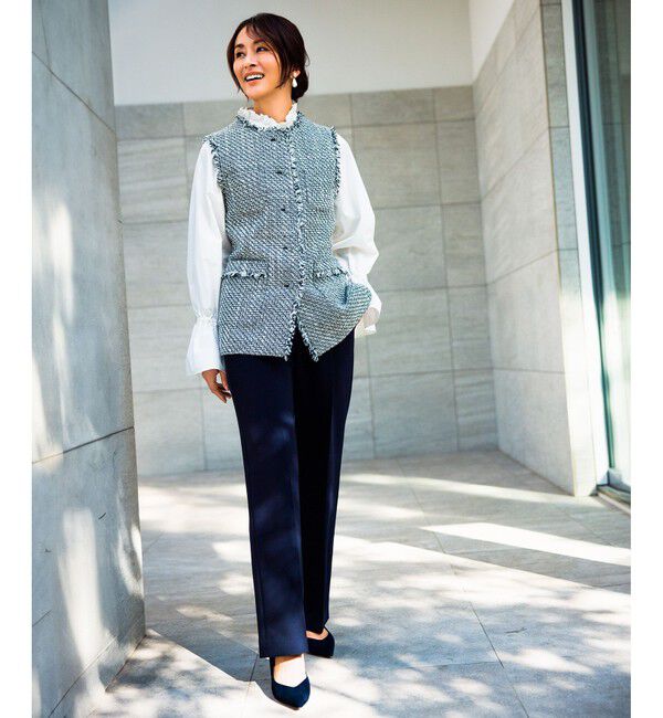 ROPE「シルク混タイプライタースタンドフリルブラウス」|シャツ・ブラウス|