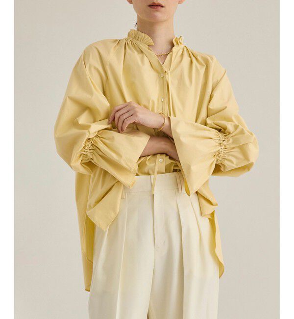 ROPE「シルク混タイプライタースタンドフリルブラウス」|シャツ・ブラウス|