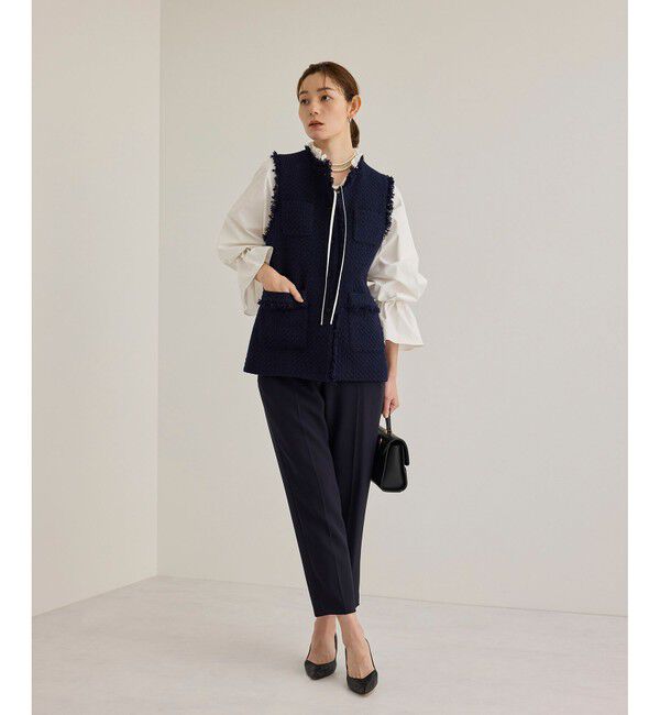 ROPE「シルク混タイプライタースタンドフリルブラウス」|シャツ・ブラウス|