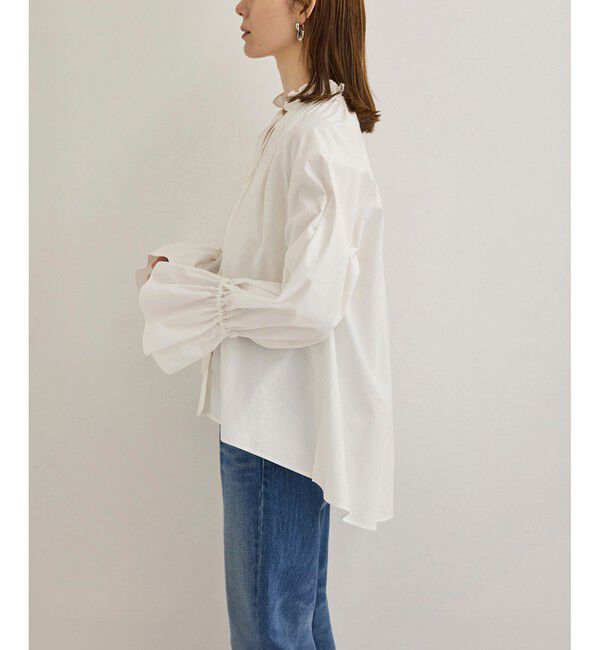 ROPE「シルク混タイプライタースタンドフリルブラウス」|シャツ・ブラウス|