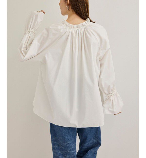 ROPE「シルク混タイプライタースタンドフリルブラウス」|シャツ・ブラウス|