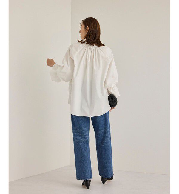 ROPE「シルク混タイプライタースタンドフリルブラウス」|シャツ・ブラウス|