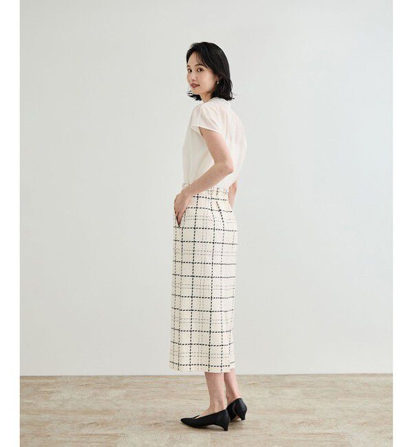 ROPE「【洗える】ツイードチェック ポケット付きタイトスカート」|スカート|