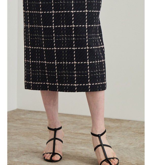 ROPE「【洗える】ツイードチェック ポケット付きタイトスカート」|スカート|