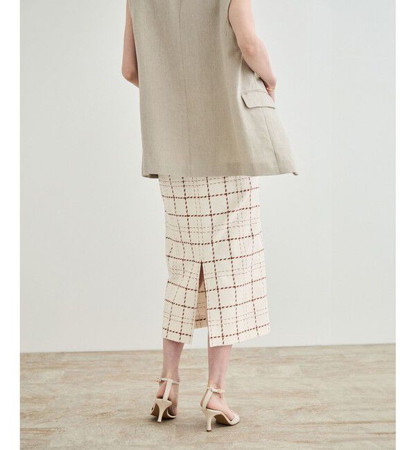 ROPE「【洗える】ツイードチェック ポケット付きタイトスカート」|スカート|