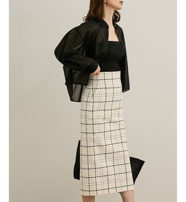 ROPE「【洗える】ツイードチェック ポケット付きタイトスカート」|スカート|