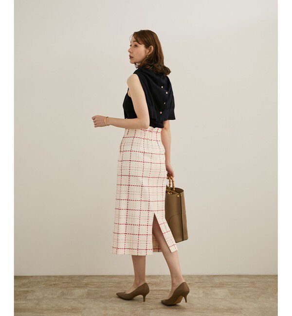 ROPE「【洗える】ツイードチェック ポケット付きタイトスカート」|スカート|