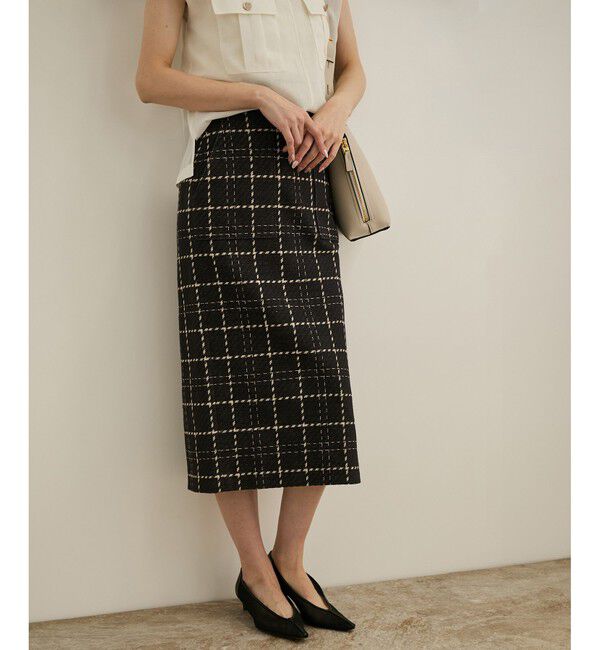 ROPE「【洗える】ツイードチェック ポケット付きタイトスカート」|スカート|