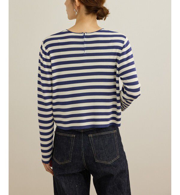 ROPE「【洗える】ウォッシャブルシルク 総針ボーダープルオーバー」|Tシャツ・カットソー|