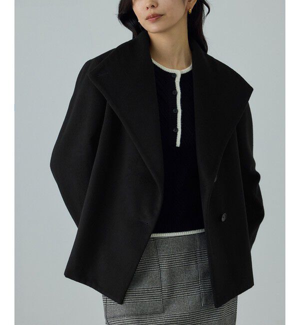 ROPE「プレミアムカシミヤ ショートコート【25AW】」|ステンカラーコート|ブラック(01)