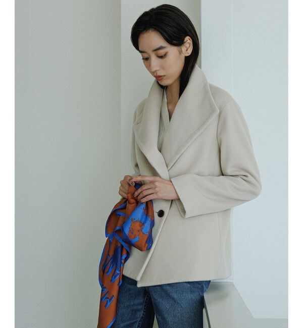 ROPE「プレミアムカシミヤ ショートコート【25AW】」|ステンカラーコート|オフホワイト(15)