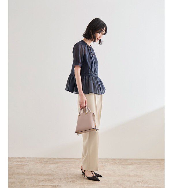 ROPE「【洗える】ストライプペプラムブラウス」|シャツ・ブラウス|