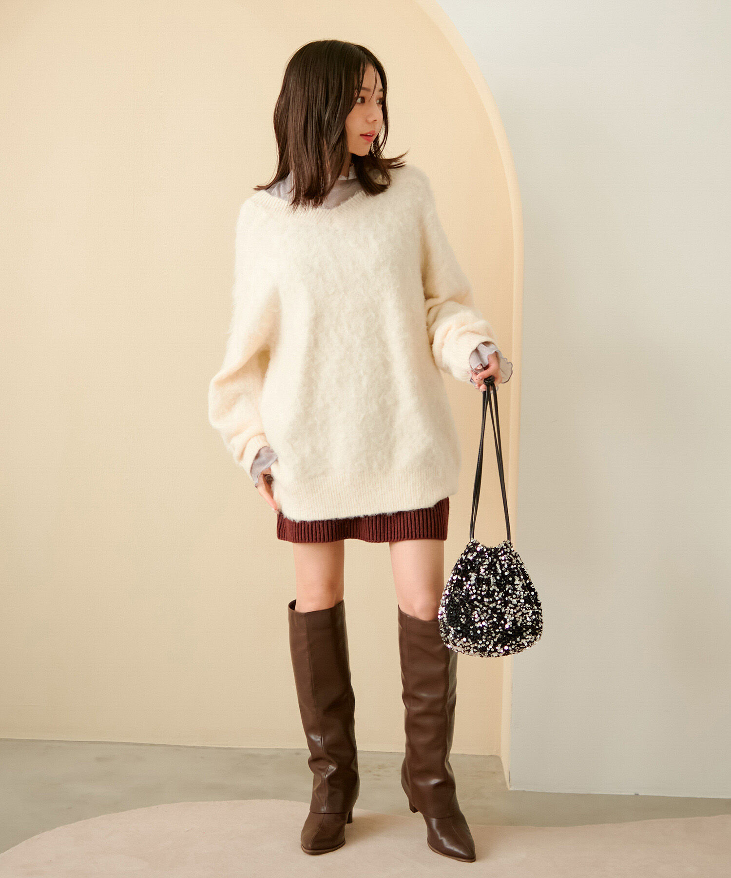 VIS「【前後2WAY】毛混トゥンカロンニット」|ニット・セーター|