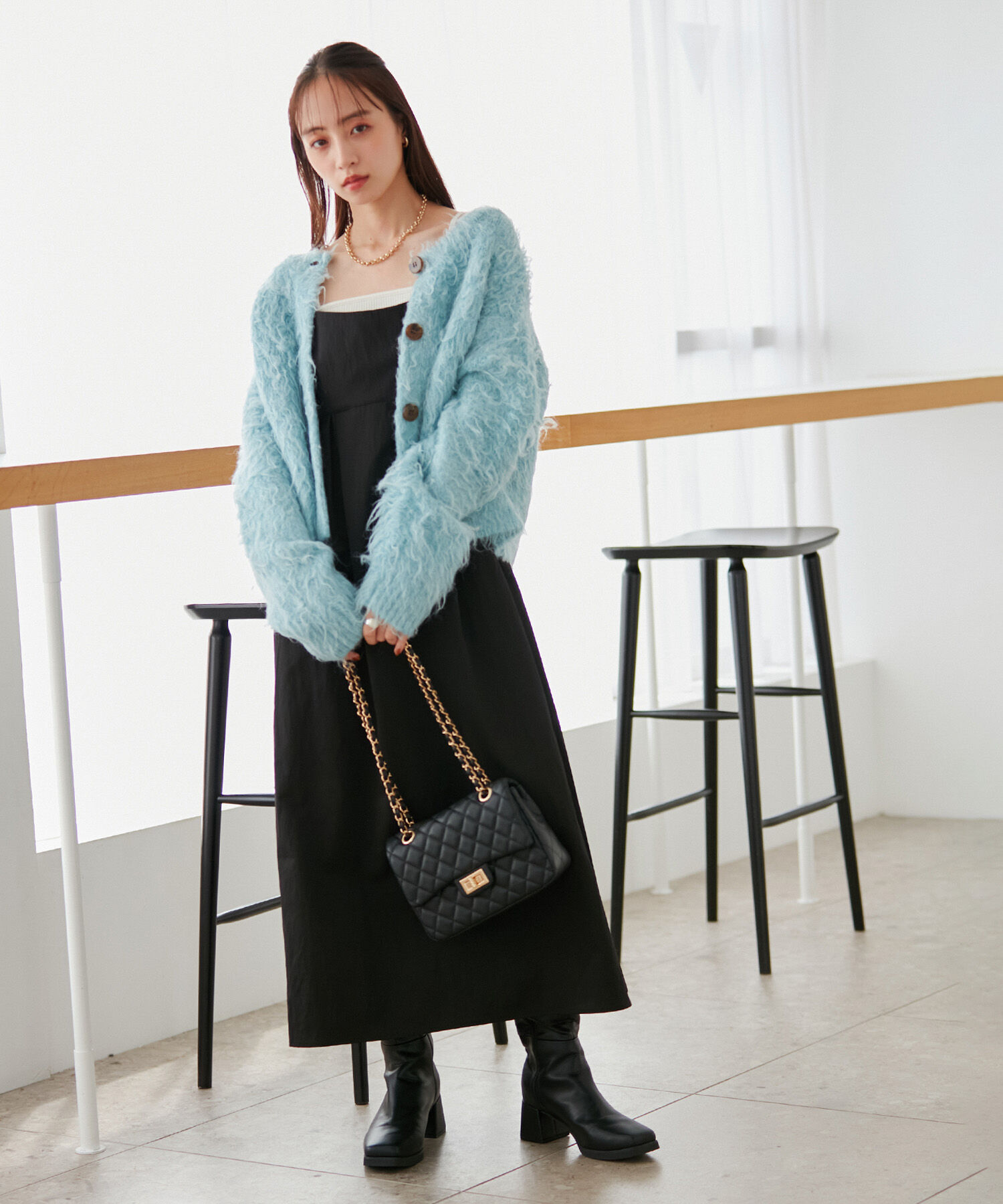 VIS「【前後2WAY】毛混くるくるシャギーカーディガン」|カーディガン|