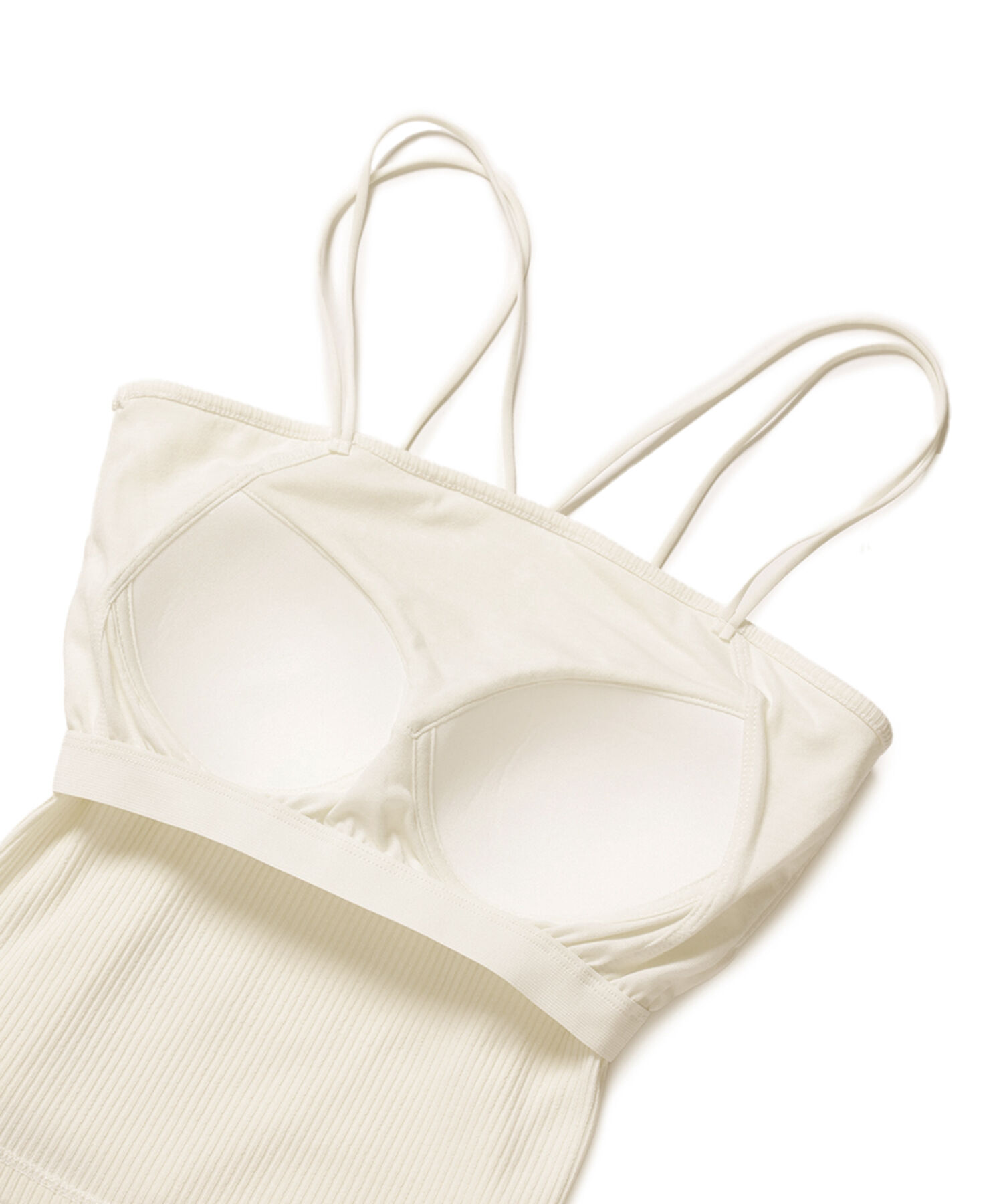 VIS「【選べる着丈】カップ付きロゴ刺繍Wストラップキャミソール【洗える】」|キャミソール|