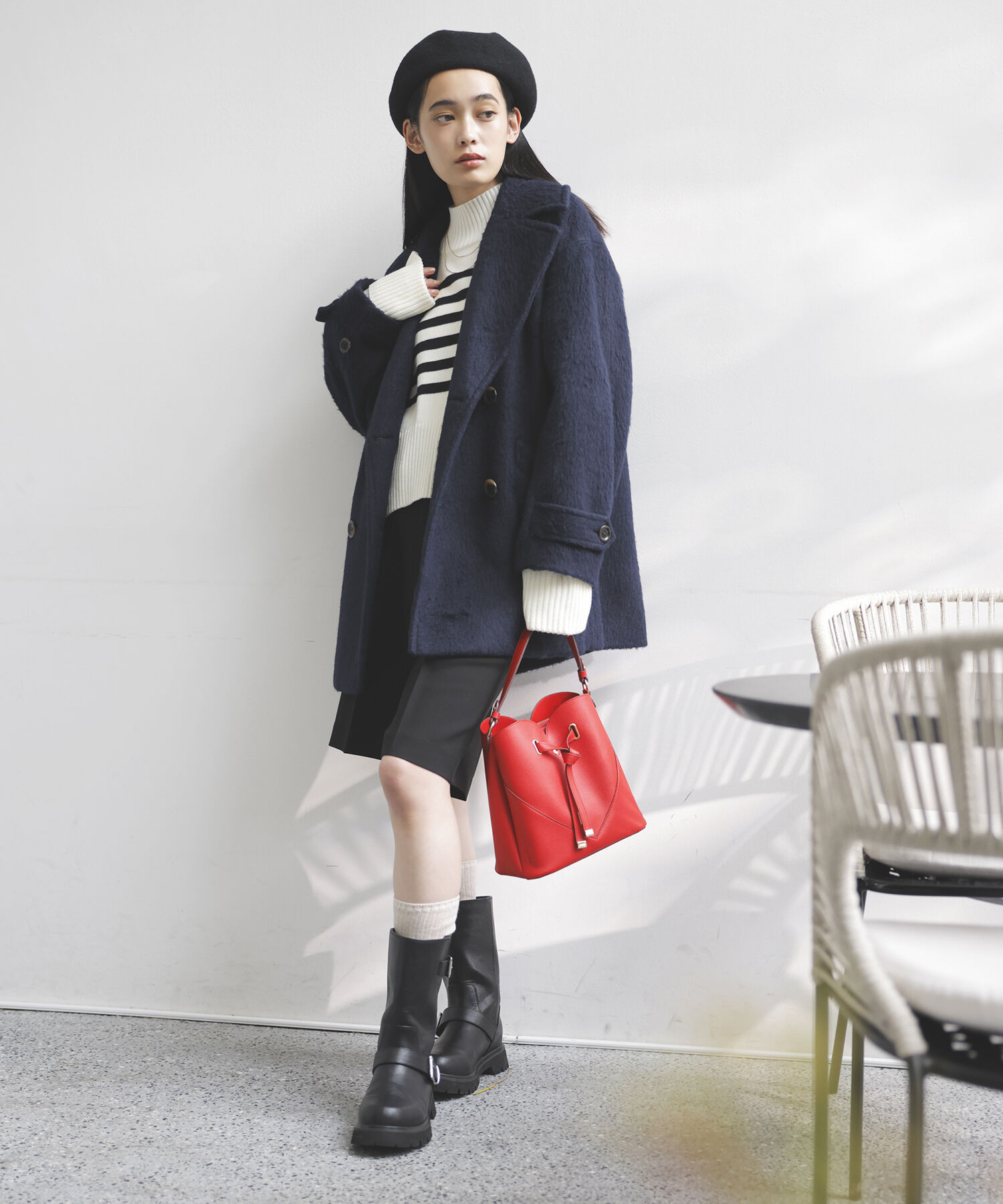 VIS「シャギーミディ丈Pコート」|ピーコート|