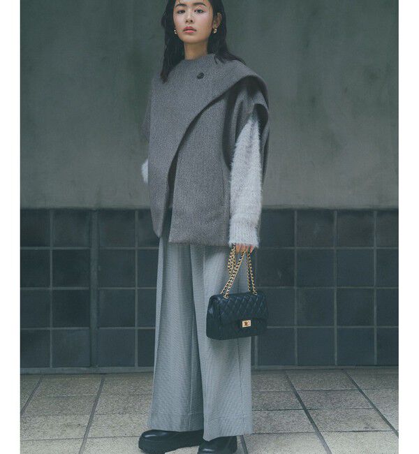 VIS「【美warm】ストレッチ釦付きワイドパンツ/スラックス【アンチピリング/防シワ/洗える】」|チノ|