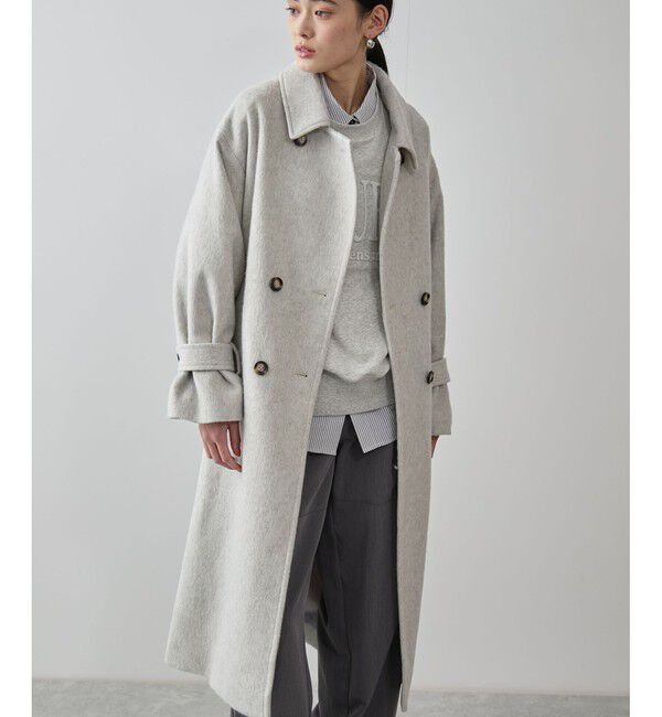 VIS「【2WAY】シャギーロングコート」|ステンカラーコート|