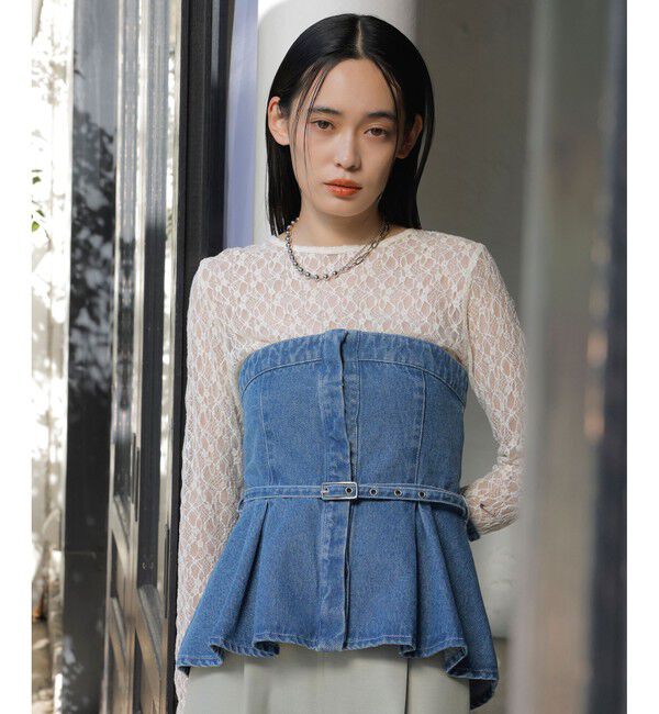 VIS「【洗える】デニムフレアベアトップ」|キャミソール|