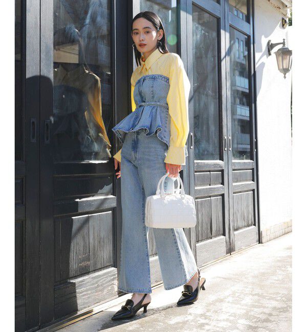 VIS「【洗える】デニムフレアベアトップ」|キャミソール|