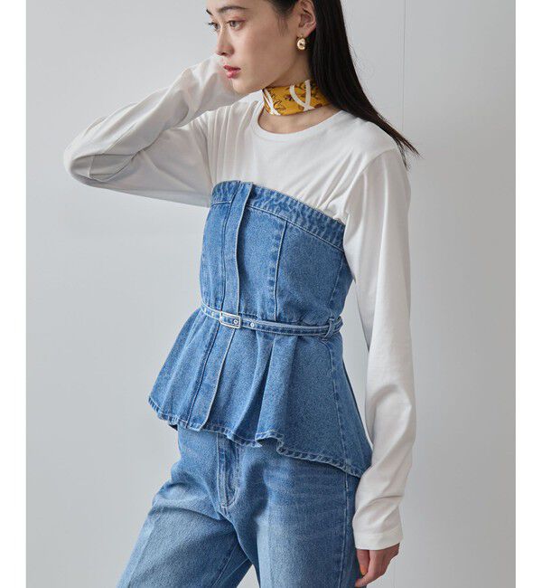 VIS「【洗える】デニムフレアベアトップ」|キャミソール|