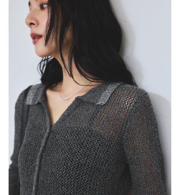 VIS「【WEB/一部店舗限定】配色ラメポロ襟カーディガン/美シルエット」|カーディガン|