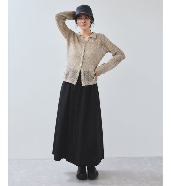 VIS「【WEB/一部店舗限定】配色ラメポロ襟カーディガン/美シルエット」|カーディガン|