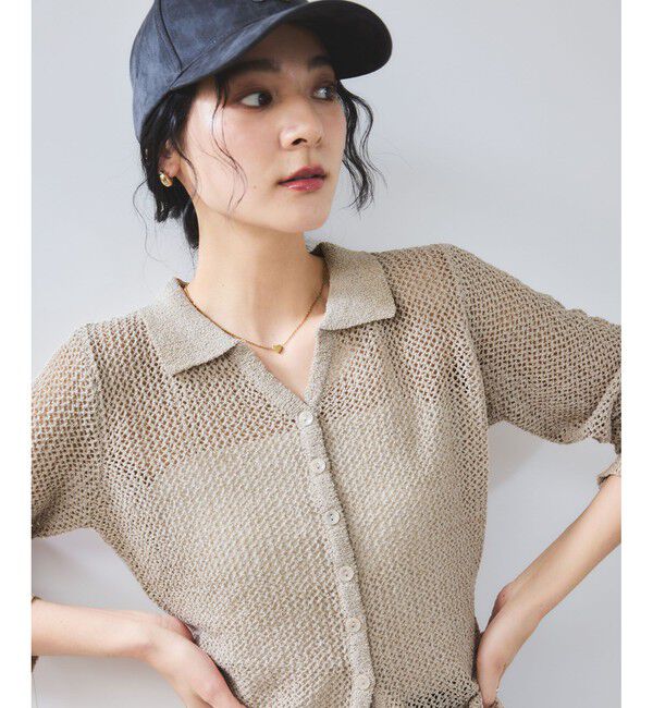 VIS「【WEB/一部店舗限定】配色ラメポロ襟カーディガン/美シルエット」|カーディガン|