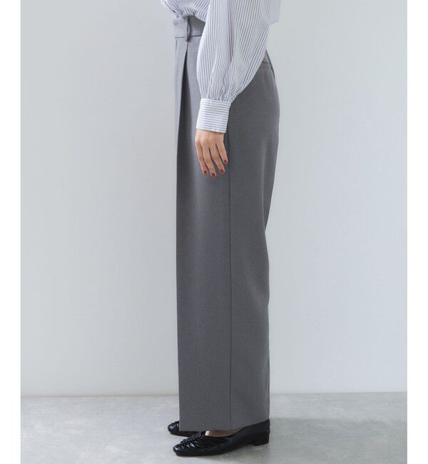 VIS「【美easy】ウーリッシュワンタックワイドパンツ【セットアップ対応/洗える】」|スラックス|