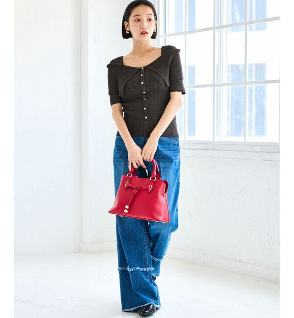 VIS「ビックカラーオフショルハーフスリーブニット」|ニット・セーター|