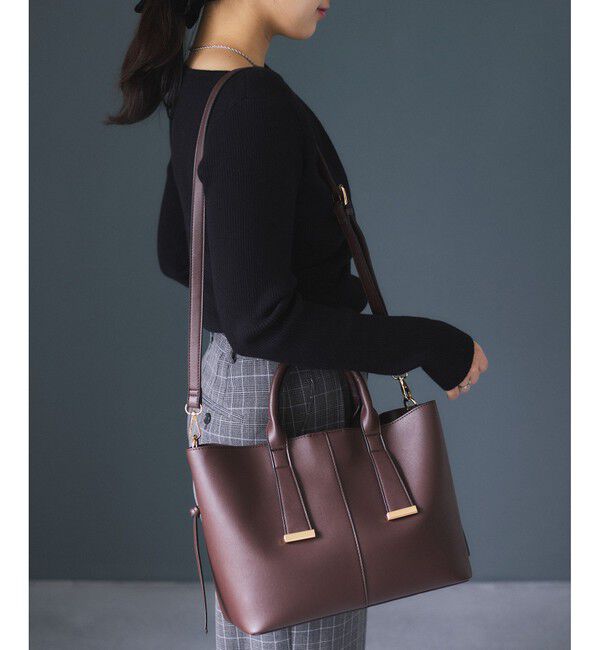 VIS「【復刻/WEB限定】【A4収納】ゴールド金具付きノットトートバッグ/通勤・通学対応」|トートバッグ|