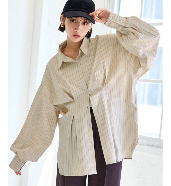 VIS「【WEB/一部店舗限定】ウエストタックオーバーサイズシャツ」|シャツ・ブラウス|ベージュ系(28)