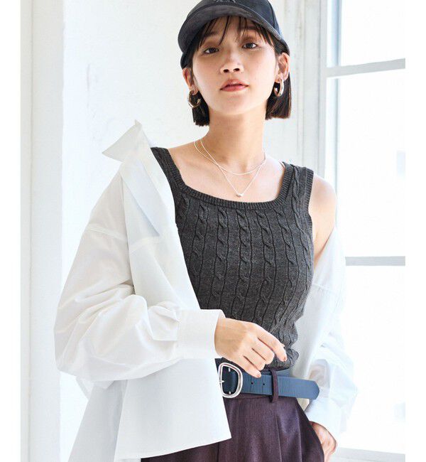 VIS「【前後2WAY】ケーブルニットタンクトップ」|タンクトップ|チャコール(06)