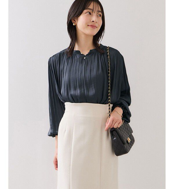 VIS「割繊シャーリングブラウス/2WAY・イージーケア」|シャツ・ブラウス|