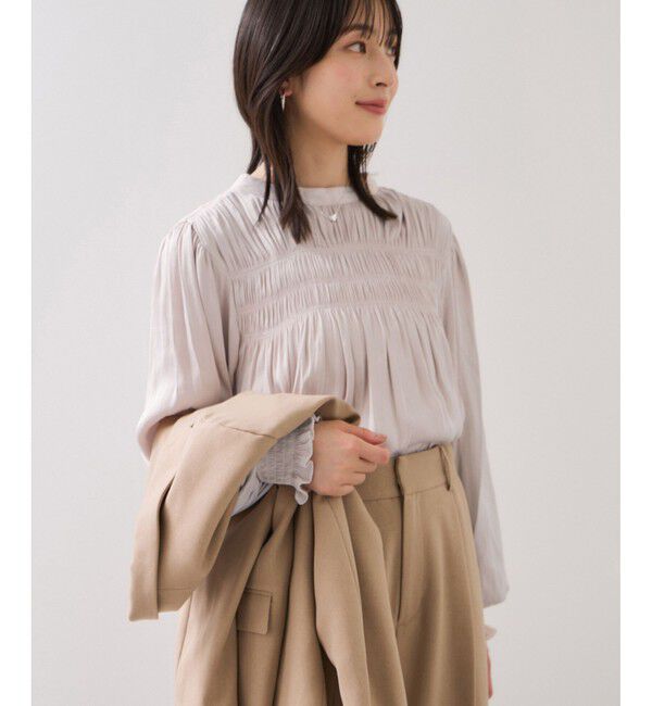 VIS「割繊シャーリングブラウス/2WAY・イージーケア」|シャツ・ブラウス|