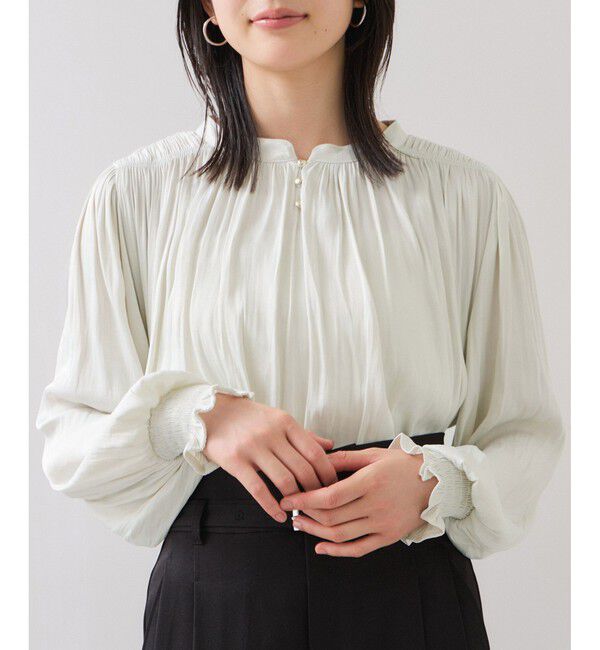 VIS「割繊シャーリングブラウス/2WAY・イージーケア」|シャツ・ブラウス|