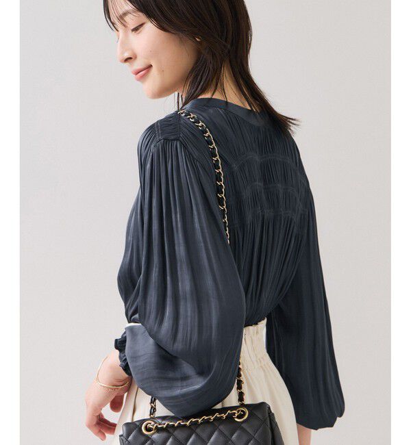 VIS「割繊シャーリングブラウス/2WAY・イージーケア」|シャツ・ブラウス|